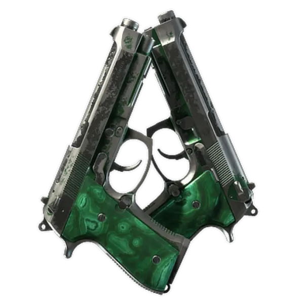 Souvenir Dual Berettas | Polished Malachite (Battle-Scarred)